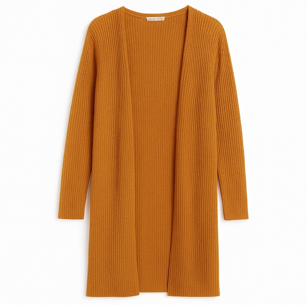 🔥5 for $25🔥 Active USA Mustard Burnt Orange Waffle Knit Long Cardigan